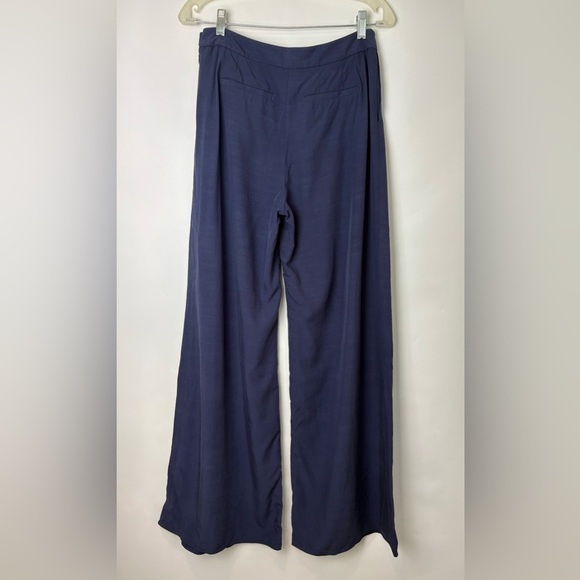 Anthropologie Elevenses Wide Leg Pleated Navy Blue Trousers - Picture 3 of 6